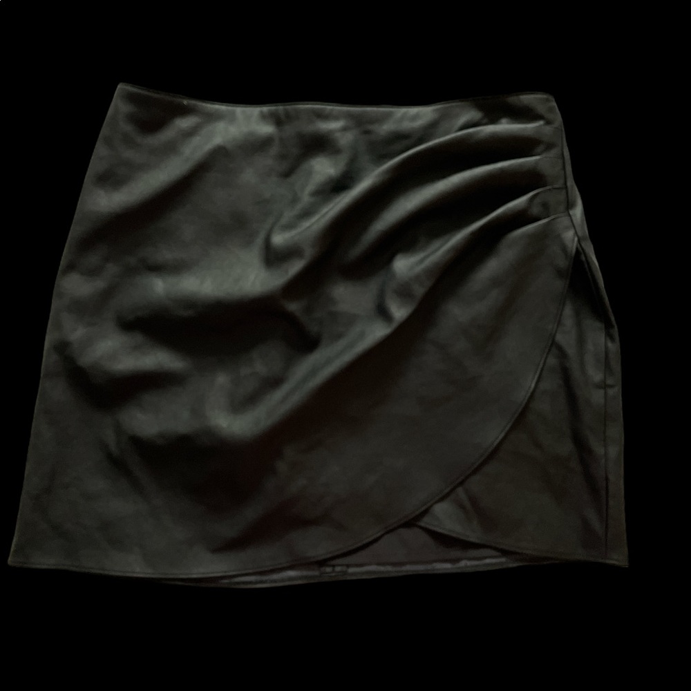 Mini faux leather skirt.